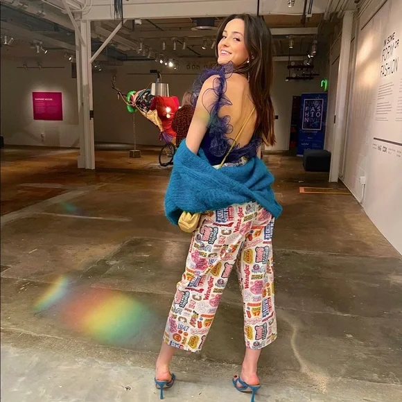 Free People Glitter Ruffle Navy Blue Top - Picture 2 of 5